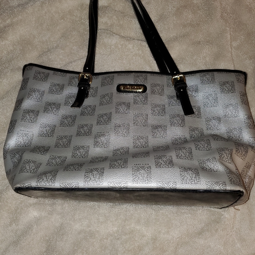 Anne Klein Silver Black Tote Bag